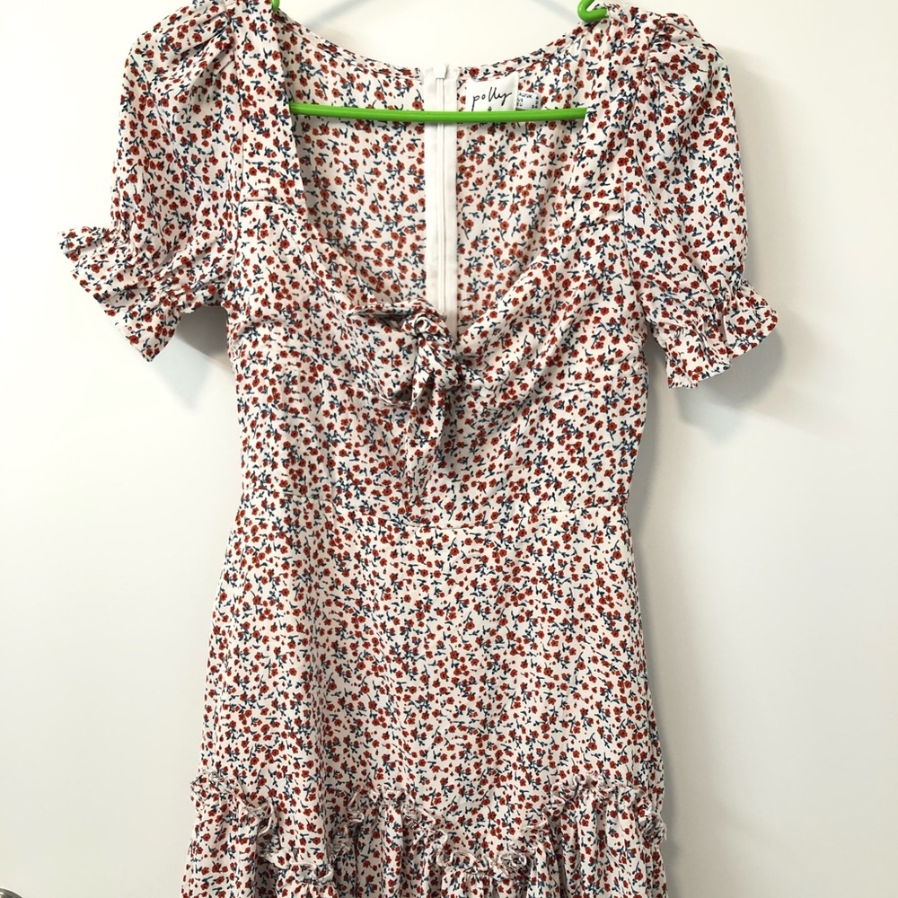 Princess Polly White and Floral Dress, Size 2